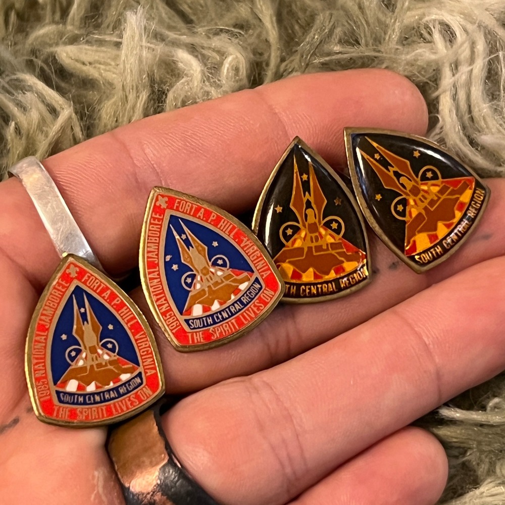 VTG Boy Scouts‎ Of America Pins Jamboree 4 Piece Set Multi 1985 National BSA USA